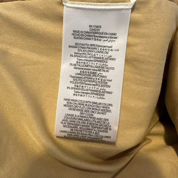 BCBGMaxAzria Gold Metallic Off-the-Shoulder Cocktail Dress - Picture 13 of 14